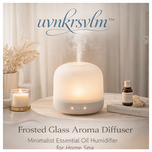 uvnkrsvlm™ Frosted Glass Aroma Diffuser – Minimalist Essential Oil Humidifier for Home Spa