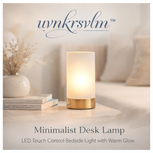 uvnkrsvlm™ Minimalist Desk Lamp – LED Touch Control Bedside Light with Warm Glow