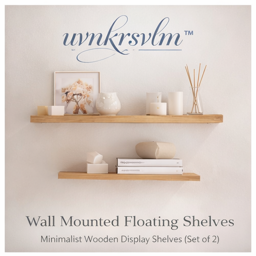 uvnkrsvlm™ Wall Mounted Floating Shelves – Minimalist Wooden Display Shelves (Set of 2)